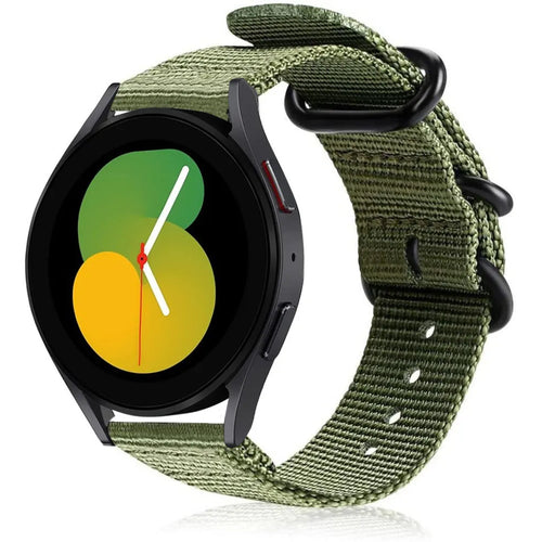 Nylon Buckle Strap, green, on a watch, 3/4 front view