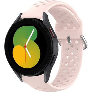 Breathable Silicone Strap, pink, on a watch, 3/4 front view