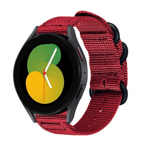 Nylon Buckle Strap, red, on a watch, 3/4 front view