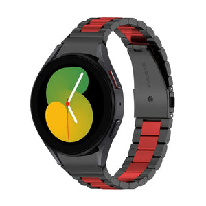 Steel Strap, black/red, on a watch, 3/4 front view