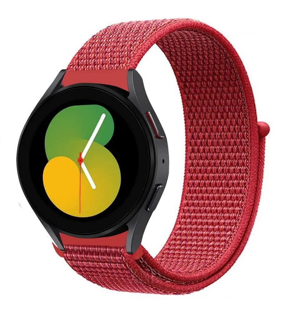 Nylon Strap, red, on a watch, 3/4 front view