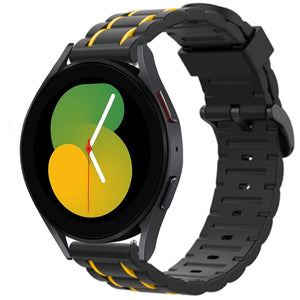 Silicone Strap 'Tough', black/yellow, on a watch, 3/4 front view