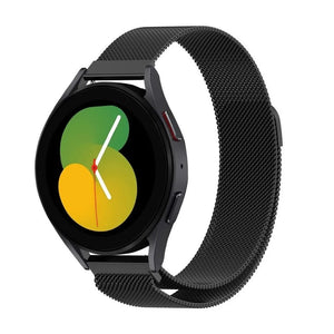 Milanese Strap, black, on a watch, 3/4 front view