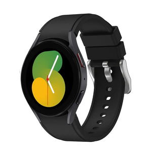 Silicone Strap 'Perfect Fit', black, on a watch, 3/4 front view