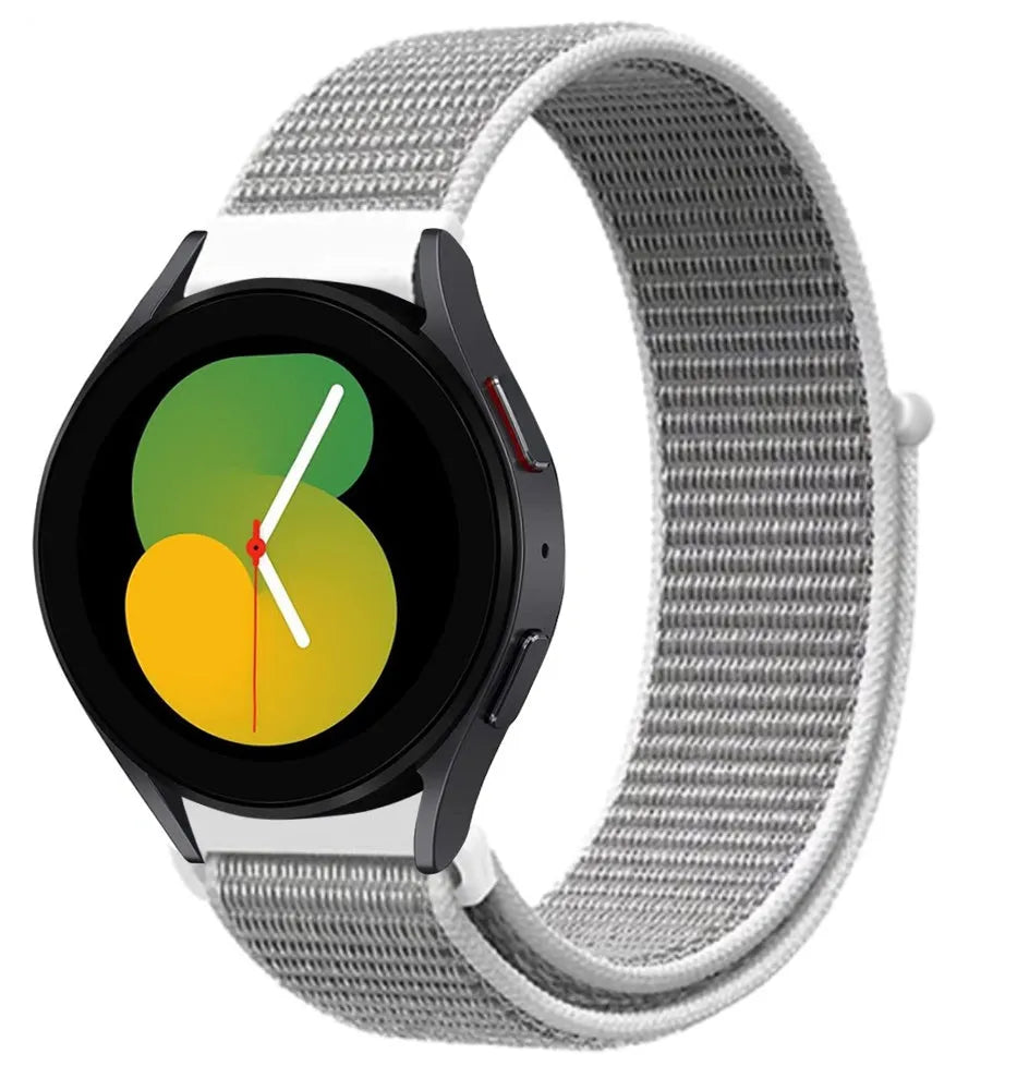 Nylon Strap, grey, on a watch, 3/4 front view