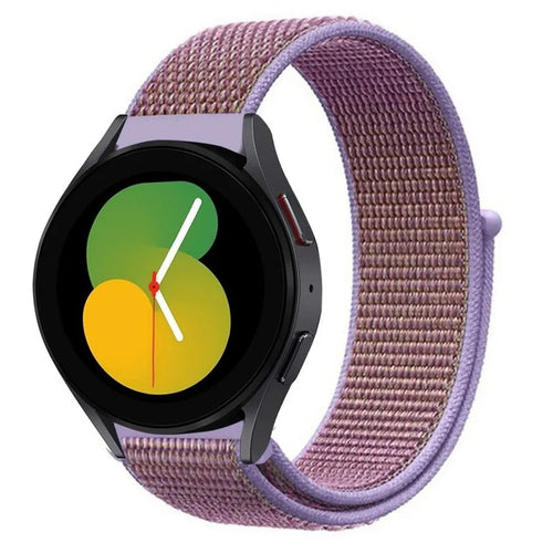 Nylon Strap, purple, on a watch, 3/4 front view