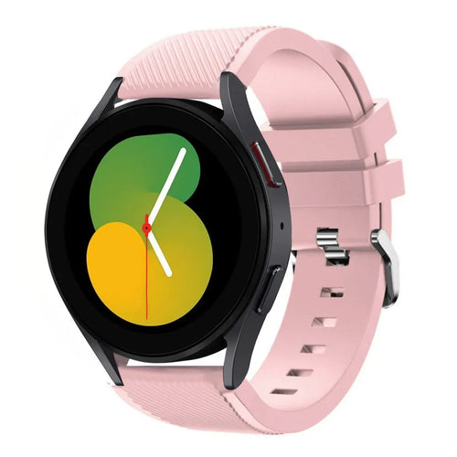 Twill Silicone Strap, pink, on a watch, 3/4 front view