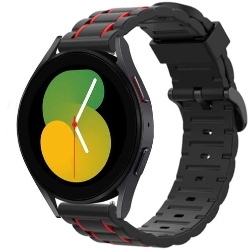 Silicone Strap 'Tough', black/red, on a watch, 3/4 front view