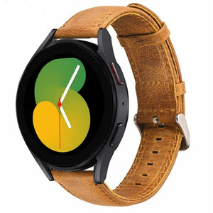 Leather Strap, brown, on a watch, 3/4 front view