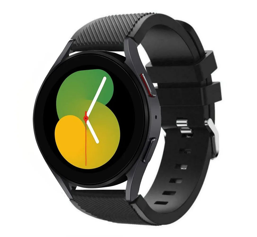 Twill Silicone Strap, black, on a watch, 3/4 front view