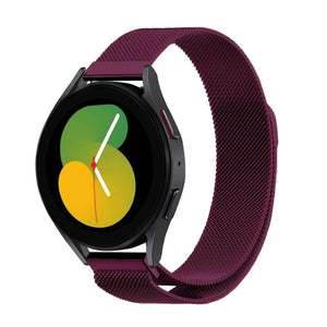 Milanese Strap, purple, on a watch, 3/4 front view