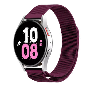 Milanese Strap, purple, on a watch, 3/4 front view
