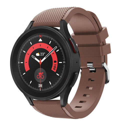Twill Silicone Strap, brown, on a watch, 3/4 front view