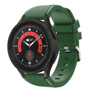 Twill Silicone Strap, army green, on a watch, 3/4 front view
