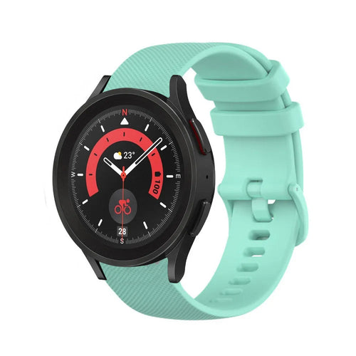 Premium Silicone Strap, aqua, on a watch, 3/4 front view