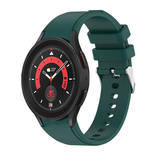 Silicone Strap 'Perfect Fit', dark green, on a watch, 3/4 front view