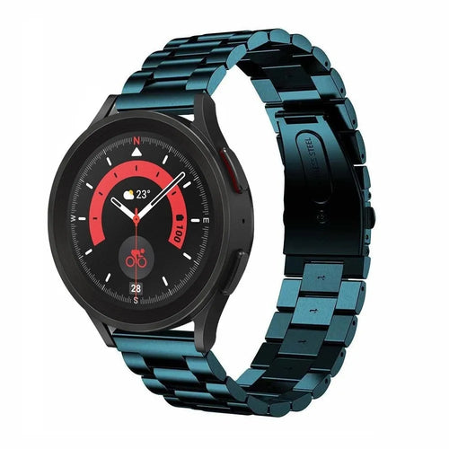 Steel Strap, dark green, on a watch, 3/4 front view