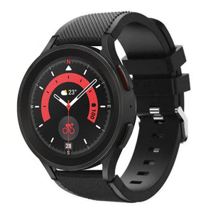 Twill Silicone Strap, black, on a watch, 3/4 front view