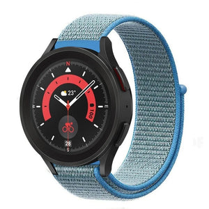 Nylon Strap, blue, on a watch, 3/4 front view