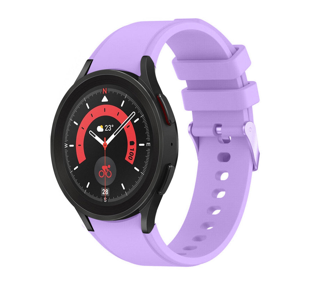 Silicone Strap 'Perfect Fit', lilac, on a watch, 3/4 front view