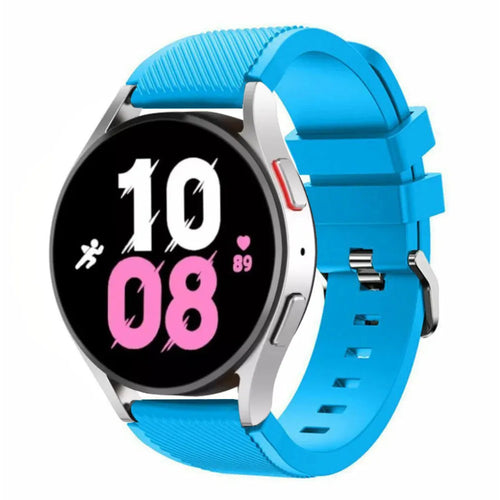 Twill Silicone Strap, light blue, on a watch, 3/4 front view