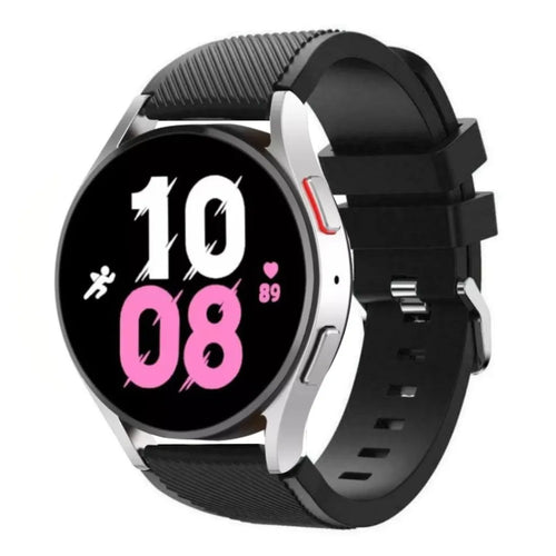 Twill Silicone Strap, black, on a watch, 3/4 front view