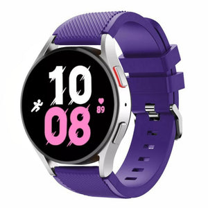 Twill Silicone Strap, purple, on a watch, 3/4 front view