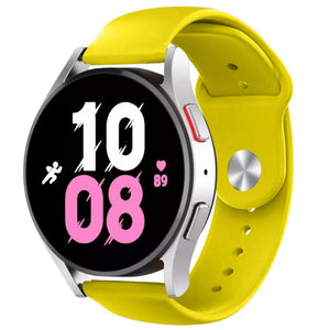 Silicone Sport Strap, yellow, on a watch, 3/4 front view
