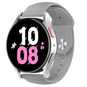 Silicone Sport Strap, grey, on a watch, 3/4 front view