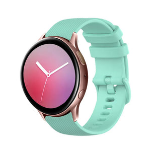 Premium Silicone Strap, aqua, on a watch, 3/4 front view