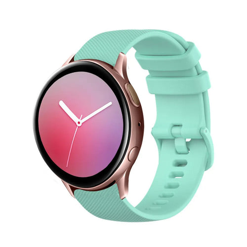 Premium Silicone Strap, aqua, on a watch, 3/4 front view