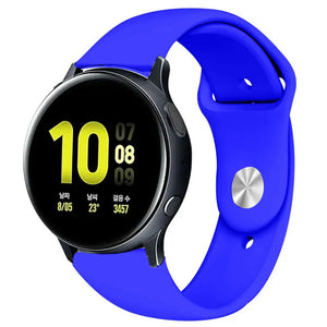 Silicone Sport Strap, blue, on a watch, 3/4 front view