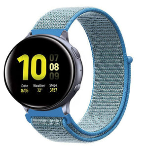 Nylon Strap, blue, on a watch, 3/4 front view