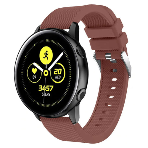 Twill Silicone Strap, brown, on a watch, 3/4 front view