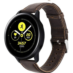 Leather Strap, dark brown, on a watch, 3/4 front view