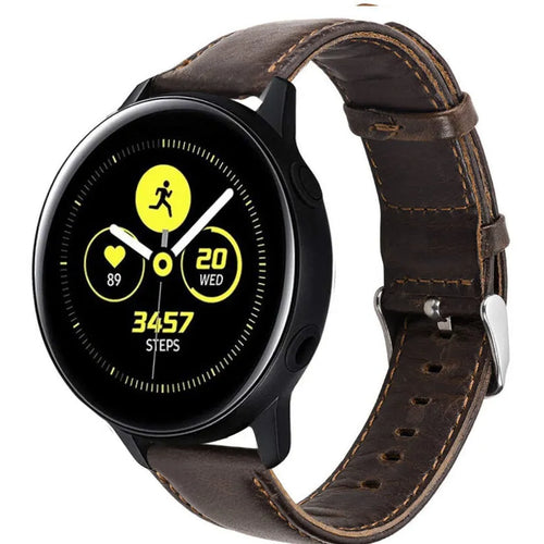 Leather Strap, dark brown, on a watch, 3/4 front view