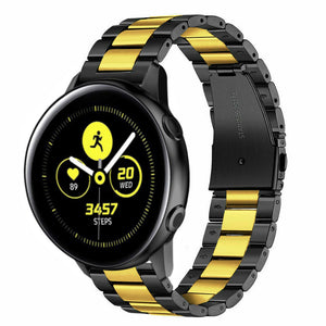 Steel Strap, black/gold, on a watch, 3/4 front view
