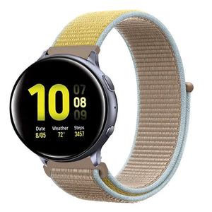 Nylon Strap, camel, on a watch, 3/4 front view