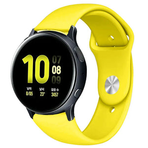 Silicone Sport Strap, yellow, on a watch, 3/4 front view