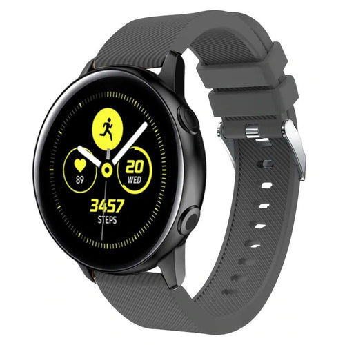 Twill Silicone Strap, grey, on a watch, 3/4 front view