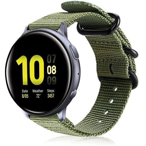 Nylon Buckle Strap, green, on a watch, 3/4 front view