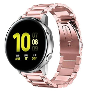 Steel Strap, pink, on a watch, 3/4 front view