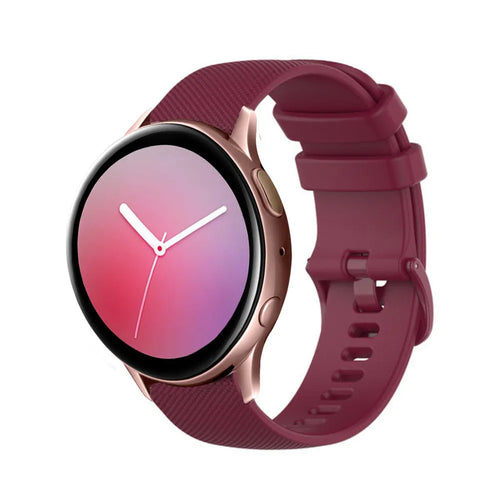 Premium Silicone Strap, dark red, on a watch, 3/4 front view