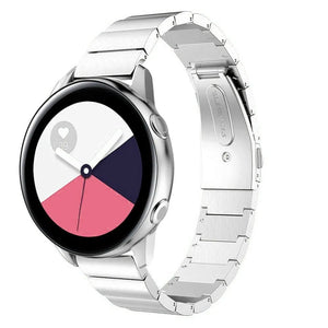 Premium Metal Strap, silver, on a watch, 3/4 front view