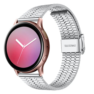 Fine Steel Strap, silver, on a watch, 3/4 front view