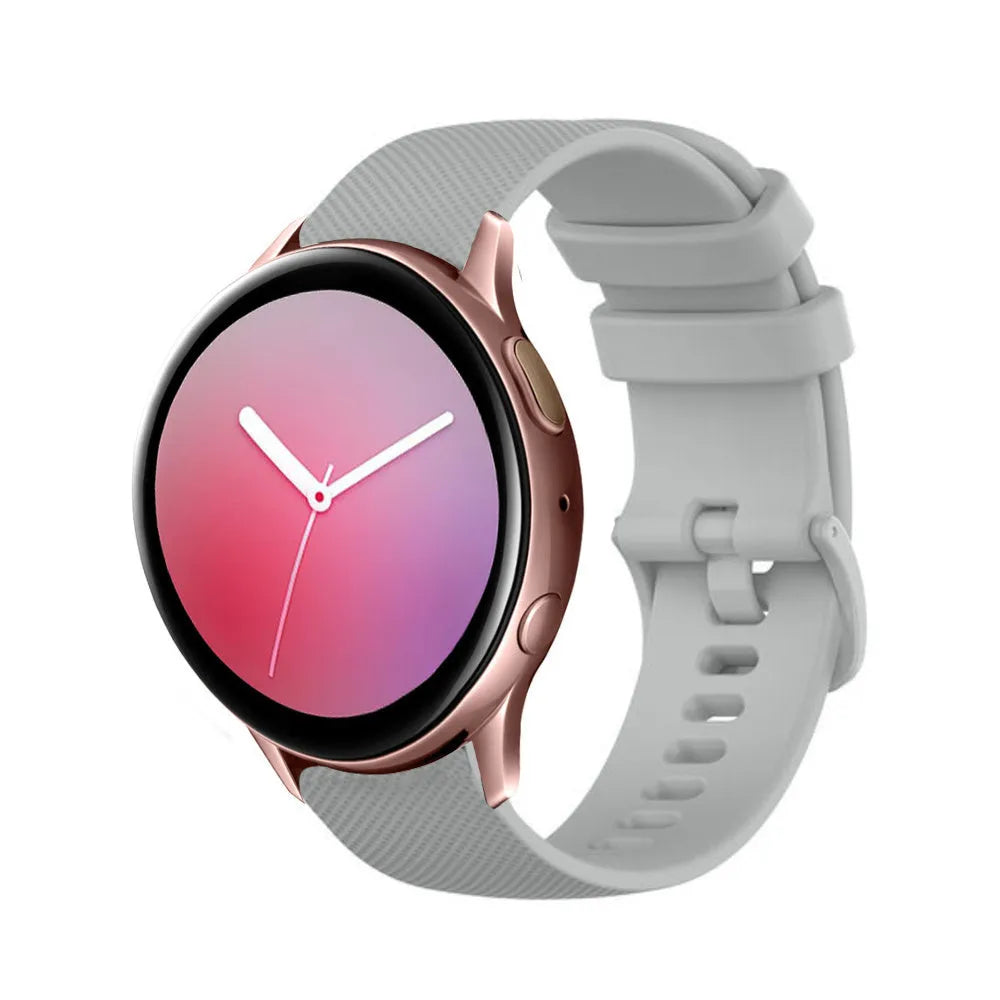 Premium Silicone Strap, grey, on a watch, 3/4 front view