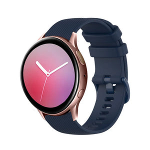 Premium Silicone Strap, dark blue, on a watch, 3/4 front view
