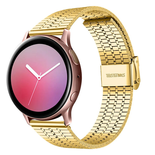 Fine Steel Strap, gold, on a watch, 3/4 front view