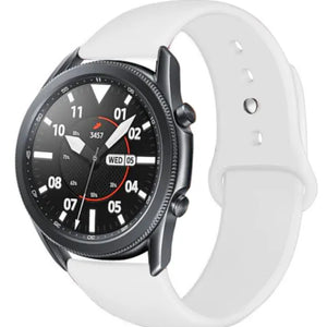 Silicone Sport Strap, white, on a watch, 3/4 front view