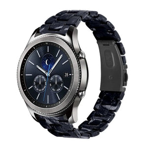 Metal Resin Strap, black/white, on a watch, 3/4 front view